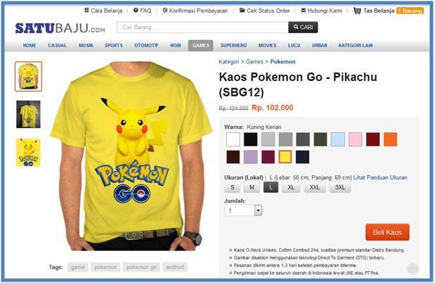 Kaos Pokemon Go - Pikachu - SatuBaju.com - Dedy Akas Website